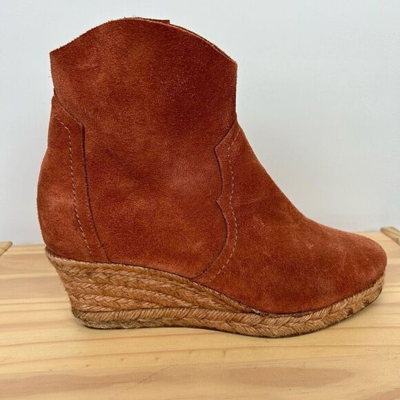 Anthropologie HOLDING HORSES 39 MAMBA BOOTIES Suede Rafia Wedge Spain festival - Picture 10 of 10